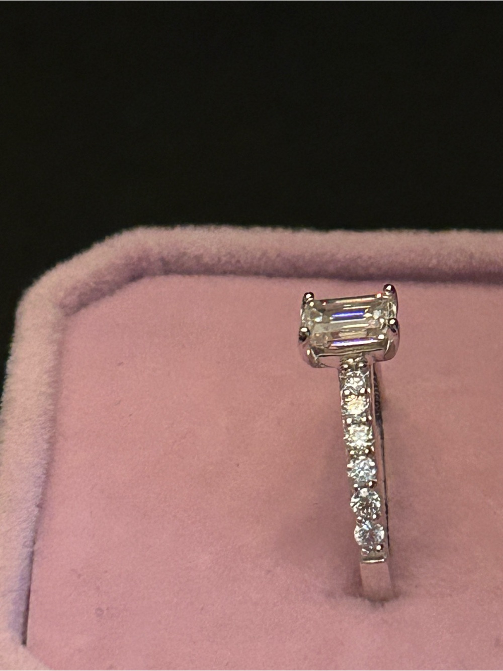 1.00CTW Emerald-Cut Genuine Moissanite ๐ Gem Ring w/Accents 925 Sterling Silver - Picture 9 of 12